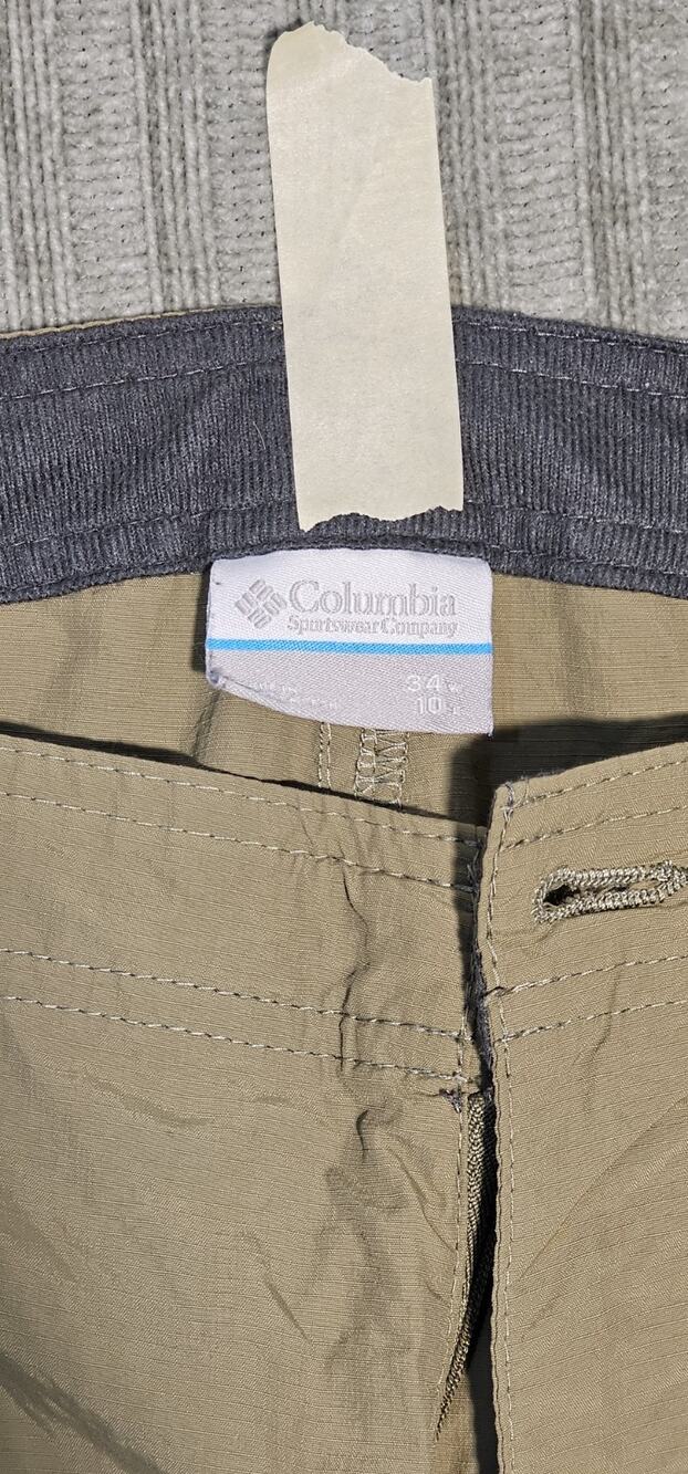 Columbia Men's Casual Shorts Outdoor Hiking, Size 34, Green Cargo